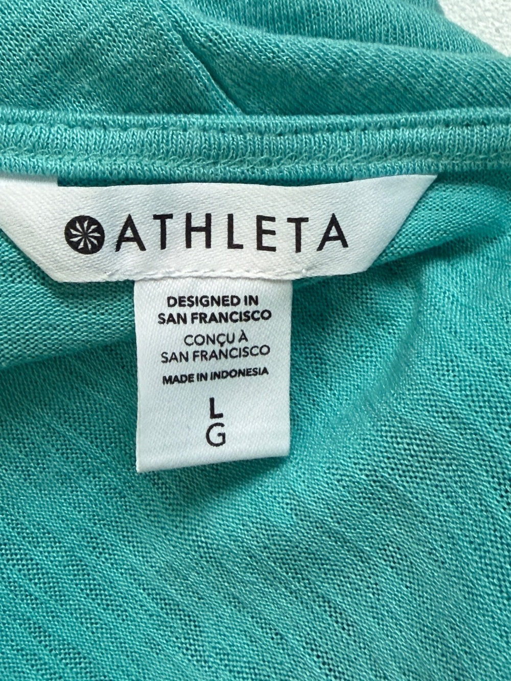 Athleta Womens Breezy Wrap Tank Top Size L Gulf Green Yoga Gym Running Ruching - Picture 2 of 10